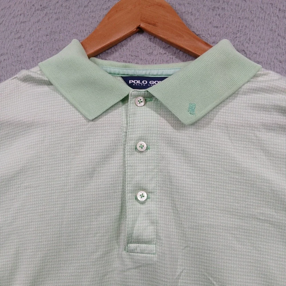 Polo‎ Golf Ralph Lauren Pima Cotton Houndstooth Polo Shirt Mens L Mint Green EUC